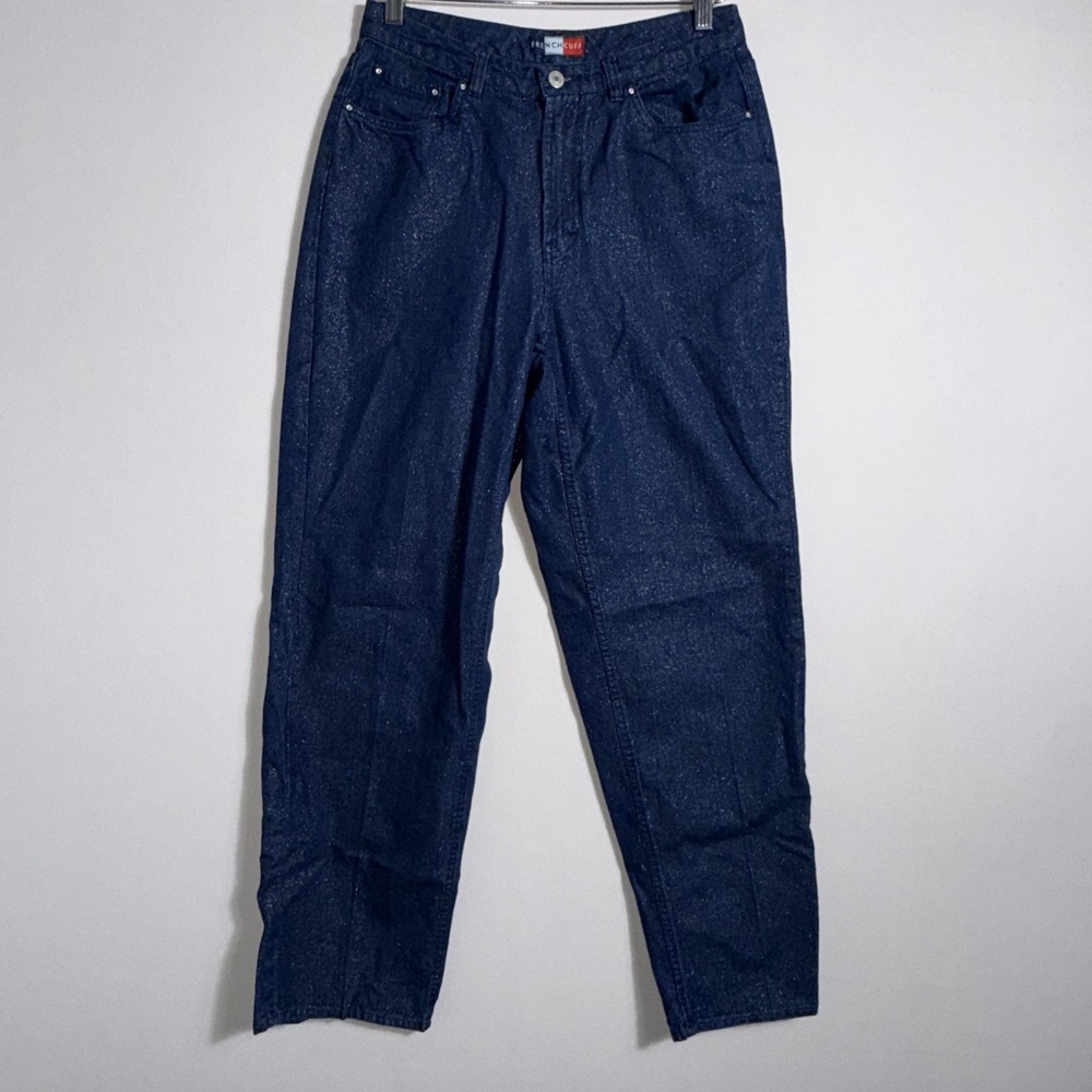 French Cuff Women's Metallic Shimmering Blue Jeans‎ Size 10